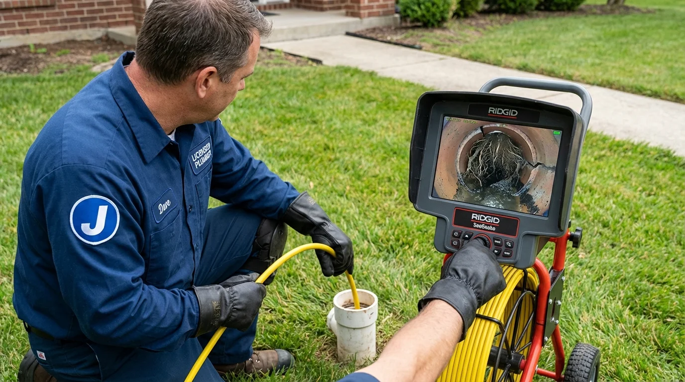 Sewer camera inspection being performed by Johns Plumbing LLC in Richford